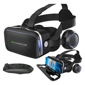 Óculos Vr Shinecon Realidade Virtual 3d Com Fone De Ouvido E Controle Cor Preto